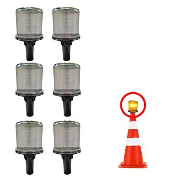 Imagem de Sinalizador Solar Viario Kit 6 Uni Alerta Atencao Rodovia Estrada Rua Cone Emergencia Obra