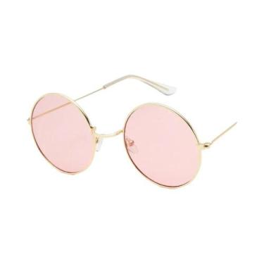 Imagem de Óculos De Sol Femininos Retro Rosa Com Lentes De Espelho Em Liga Desig