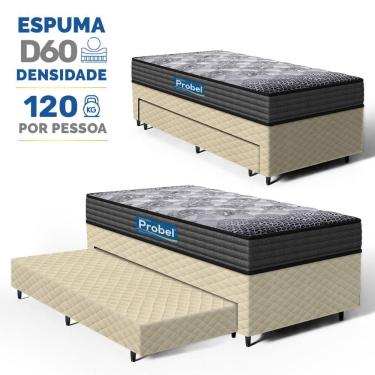 Imagem de Cama Box com Colchão de Espuma D60 Double Face Guarda Costas Comfort Force Probel + Auxiliar de Espuma Unique Solteiro 88cm