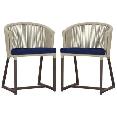Imagem de 2 Cadeiras De Jantar Noronha Marrom Corda Náutica E10 Trama Rami