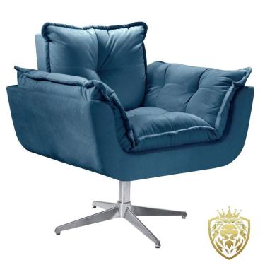 Imagem de Poltrona Opalla Giratória Alumínio Suede Azul Bic