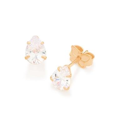 Imagem de Brinco Solitario 2 Zirconias Gota De 5X7mm (Par) Rommanel Tamanho:0Cor