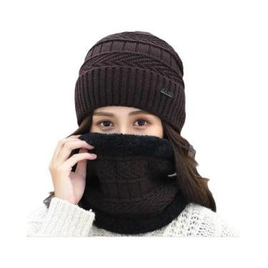 Imagem de Conjunto De Gorro E Cachecol Térmico Unissex De Inverno Em Fleece Maci