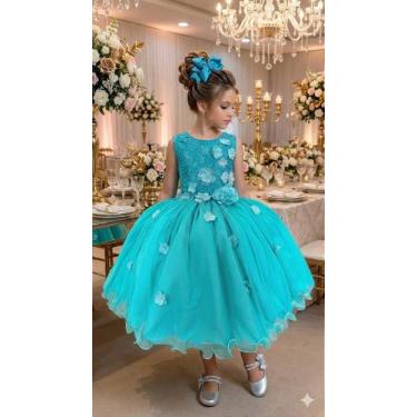 Imagem de Vestido Juvenil Vila Lele Regata Flores Verde Tiffany - Confeccionado 