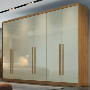 Imagem de Guarda-Roupa Casal Brest 6 Portas 6 Gavetas 100% Mdf Cumaru/Marrom Claro - Pnr Móveis