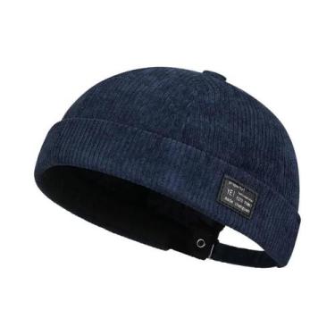 Imagem de Gorro Unissex De Veludo Listrado Em Corduroy Sem Aba Casual Para Outon