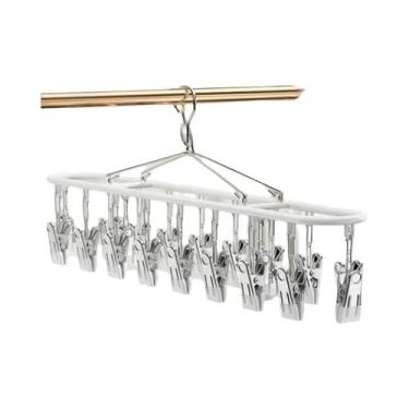 Imagem de Varal De Aço Inoxidável Para Roupas, Meias E Roupas Íntimas, Com Ganch