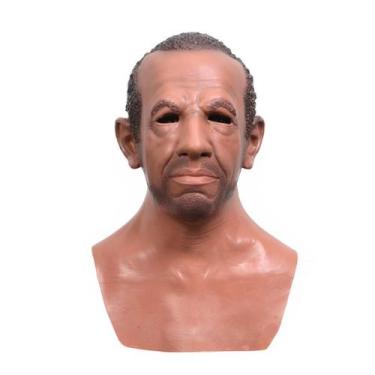 Imagem de Máscara Costume Play Mask Capa facial de látex preto africano - yiweis