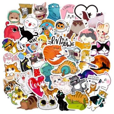 Imagem de Pacote de adesivos Cute Cat Anime, vinil impermeável, 50 unidades - yi