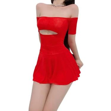 Imagem de Vestido de camisola de lingerie SINROYEE Sexy Silk Cheongsam Red