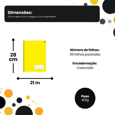 Imagem de Caderno Universitário Costurado 1 matéria 96 Folhas - Amarela