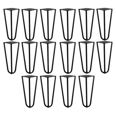 Imagem de Kit 16 Pés de Metal 15 CM Hairpin Legs Mesas de Centro Puffs Preto G41