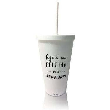 Imagem de 4 Copos Tampa E Canudo Branco Personalizado Enfermagem