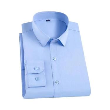 Imagem de Camisa Masculina Antirrugas Slim Fit De Manga Longa Para Negócios E Ca