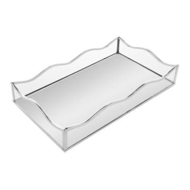 Imagem de Bandeja com Espelho Lyor Ocean 15cm x 25cm x 4cm Prateada