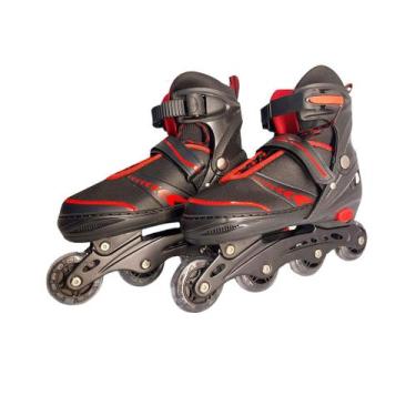 Imagem de Patins Juvenil Ajustável com Luz LED BH Store 35 - 38, Vermelho