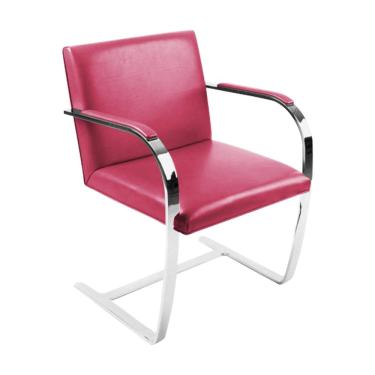 Imagem de Cadeira Brno Escritório Couro Sintético Rosa Barra Chata Cromada