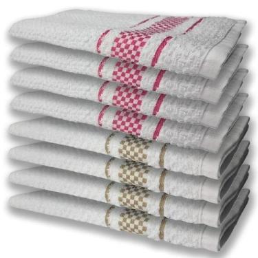 Imagem de 8 Panos De Prato Atoalhado Felpudo Premium 4 Rosa 4 Marrom - TOALHAS S
