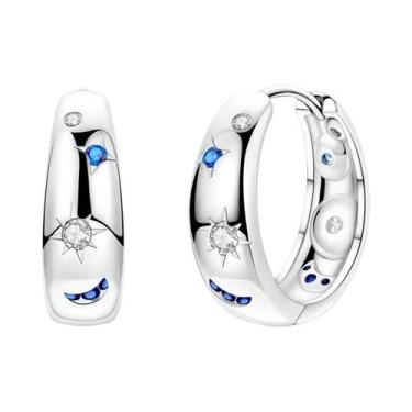 Imagem de Brincos De Argola Grandes Em Prata Esterlina 925 Com Zircônia Para Mul