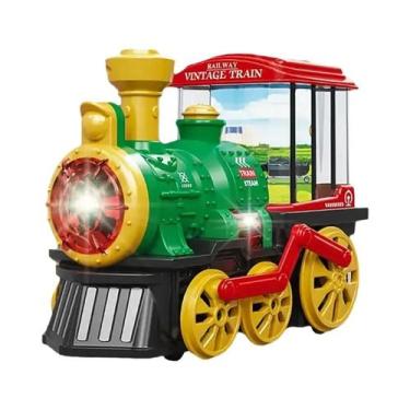Imagem de Trem Elétrico Infantil Com Caminhão De Resgate, Locomotiva a Vapor, Lu