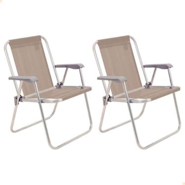 Imagem de Kit 2 Cadeiras de Praia Tramontina Samoa Alta em Alumínio Camurça 92900/005