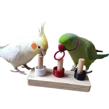 Imagem de Brinquedo Pega Argolas Triplo para Calopsita Papagaio Ring Neck Periqu