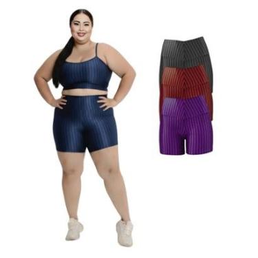Imagem de Kit 3 Short Legging 3D Academia Fitness Feminino Plus Size-Feminino
