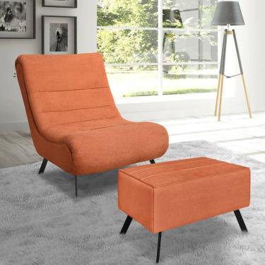 Imagem de Conjunto Poltrona Puff Vancouver Tecido Bouclê Terracota Lucadi