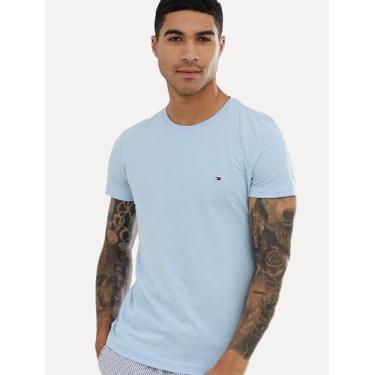 Imagem de Camiseta Tommy Hilfiger Masculina Essential Cotton Azul Claro, M/M