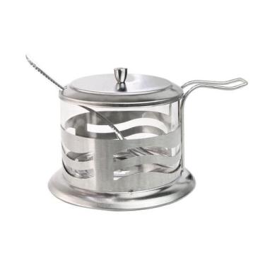 Imagem de Açucareiro Vidro e Inox Com Colher 200ml - NOVO SÉCULO