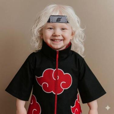 Imagem de Fantasia Infantil Roupa Manto Akatsuki Com Bandana de Tecído Naruto En