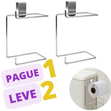 Imagem de Kit 2 Suportes Duplo para Papel Higiênico para Caixa Acoplada Capacidade para 2 Rolos A...