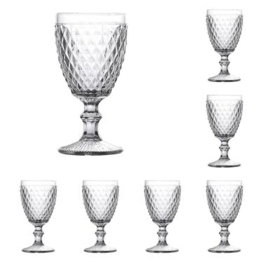 Imagem de Conjunto de Taças de Vinho Bico de Abacaxi para Servir Bebidas em Vidro com Acabamento em Relevo Transparente Wellmix