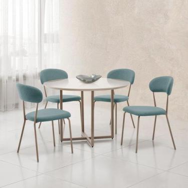 Imagem de Conjunto para Sala de Jantar com 4 Cadeiras Ditalia - Aço Nobre Móveis
