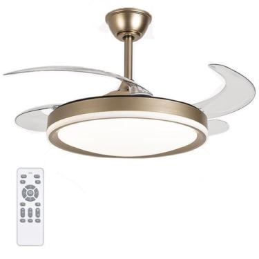 Imagem de Ventilador Lampada de Teto Retratil Grande Lustre Led 3 em 1 Controle 