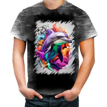 Imagem de Camiseta Desgaste Golfinho Inteligência Arte Pintura 8 - Kasubeck Stor