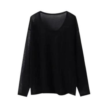 Imagem de Camiseta Feminina Transparente E Larga Com Ombros Descobertos, Casual 