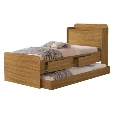 Imagem de Bicama Solteiro 2 Gavetas 220X98 cm Com Bau E Cama Auxiliar MDF Decmade