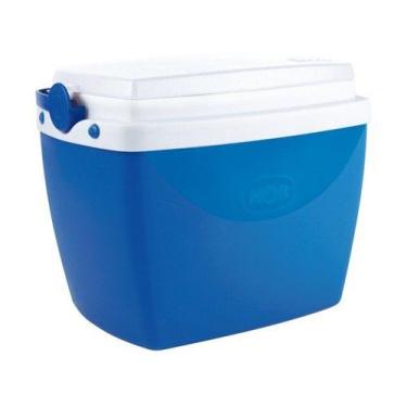 Imagem de Caixa Térmica Cooler 6 Litros Azul Pequena Com Alça Para Transporte Mo