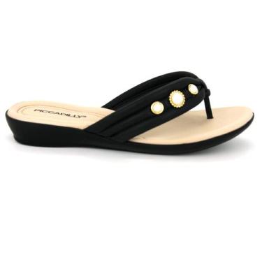Imagem de Tamanco Feminina Piccadilly Original Anabela Dedo Flat 402, 37, Preto