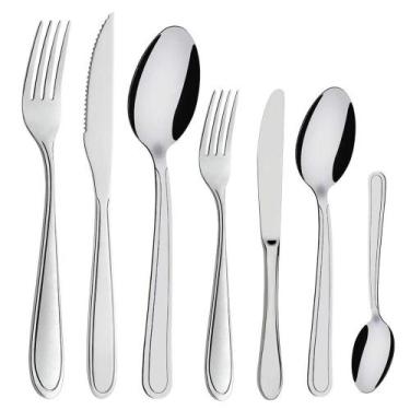 Imagem de Faqueiro 84 Peças Aço Inox Cor Prata Linha Bronze Em Casa Tem