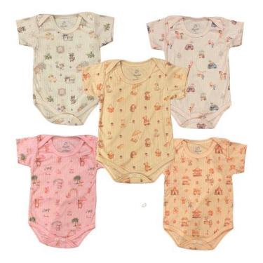 Imagem de Kit 5 Bodies M/curta Bebê Menina Falha De Agulha Estampado -, Multicol