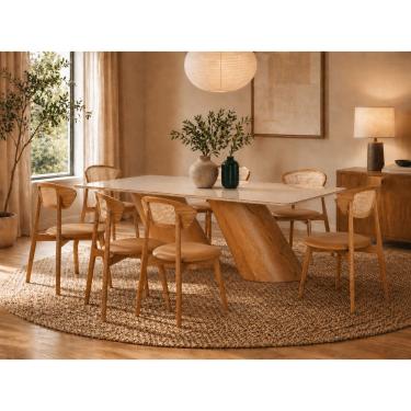 Imagem de Sala de Jantar maciça 8 cadeiras 2,20m corino Orion Imperial