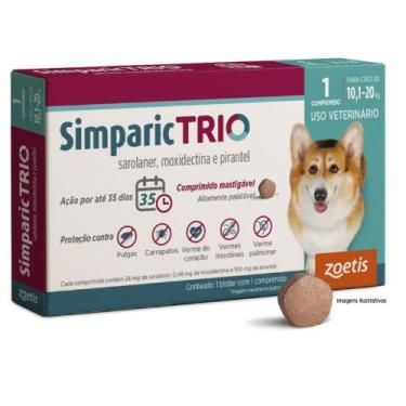 Imagem de Antipulgas e Carrapatos Simparic Trio para Cães de 10,1 a 20 kg com 1 