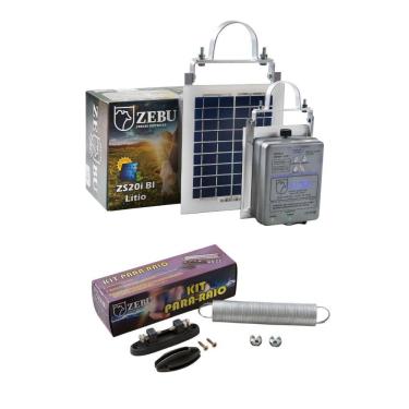 Imagem de Eletrificador Solar Cercas Elétricas Grandes Propriedades Com Bateria Zs20i + Kit Para-raios - Zebu