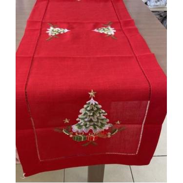 Imagem de Caminho de Mesa Natal Bordado 45 x 1,40 Multi Trade, Vermelho 164