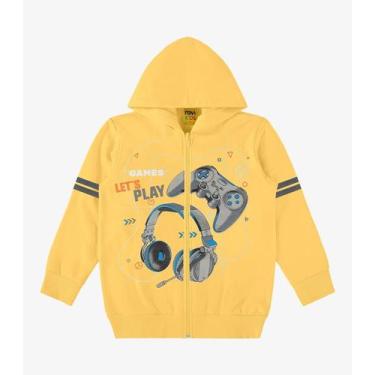 Imagem de Jaqueta Infantil Com Capuz Masculina Rovi Kids Amarelo - Rovitex Kids
