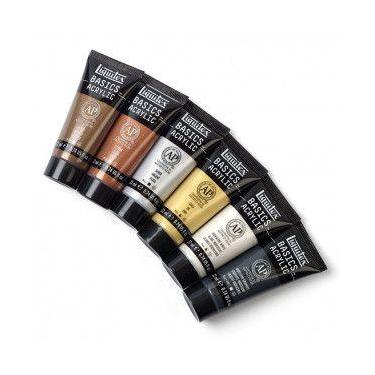 Imagem de Estojo Tinta Acrílica Liquitex Basics 22ml 06 Cores Metálicas