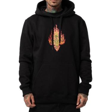 Imagem de Moletom MCD Canguru Fechado Labaredas WT25 Masculino Preto, G, Preto