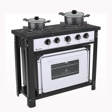Imagem de Kit Fogão Industrial 2 Bocas com Forno Bravo BR2BF BRF2 Branco com 2 Caçarolas Turim Venâncio